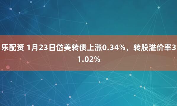 乐配资 1月23日岱美转债上涨0.34%，转股溢价率31.02%