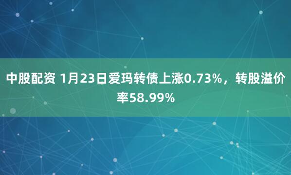 中股配资 1月23日爱玛转债上涨0.73%，转股溢价率58.99%